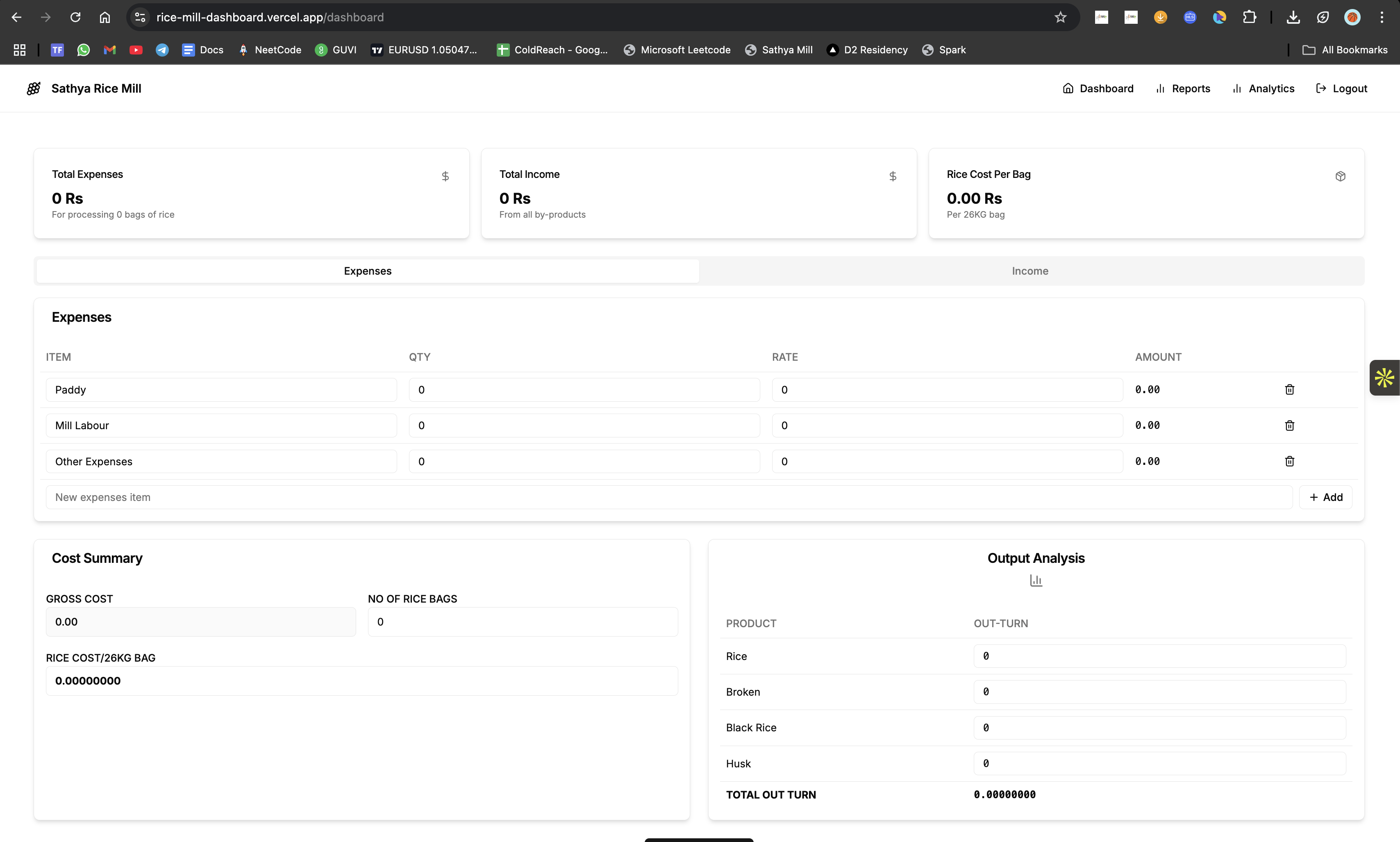 Sathya RiceMill Dashboard